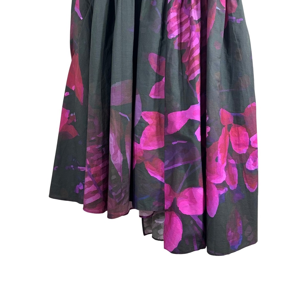 THE KIT. Purple Floral Cotton V-Neck Midi Dress with Pockets and Ruffle Size L - Picture 12 of 16